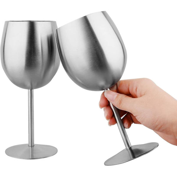 Rödvinsbägare Borstad Rostfritt Stål Champagneglas (1 st, Silver)
