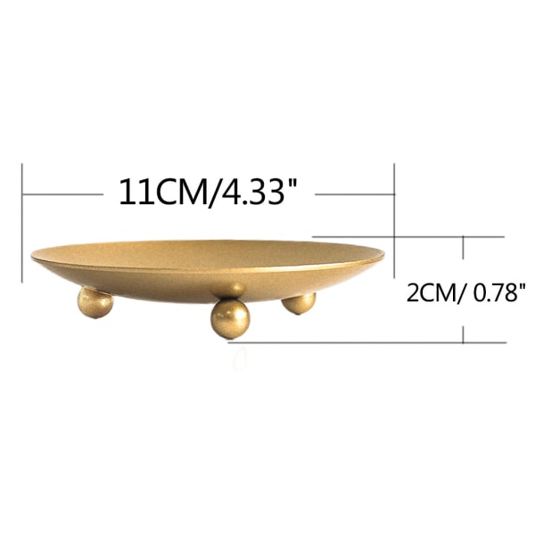 2-pakks gull dekorativ jernplate lysestake 4,33'' lysestativ lysplate for LED & vokslys, røkelsekjegler, spa, bryllup