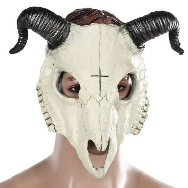 Halloween cosplay ged maske, (Hvid, medium størrelse), 3D realistisk, blød og behagelig