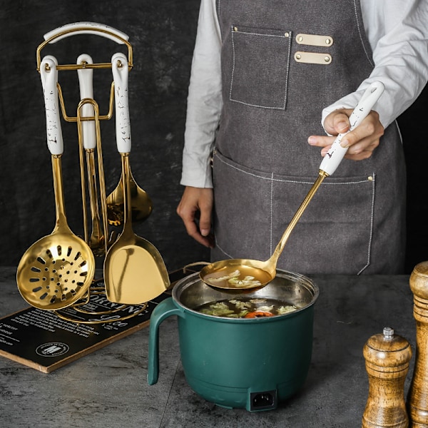 Nordisk Lett Luksus Rustfritt Stål Kokesett 7-Deler Keramisk Håndtak Rustfritt Stål Kokekar Luksus Kokesett_xrzi Platinum [7 sets] standard