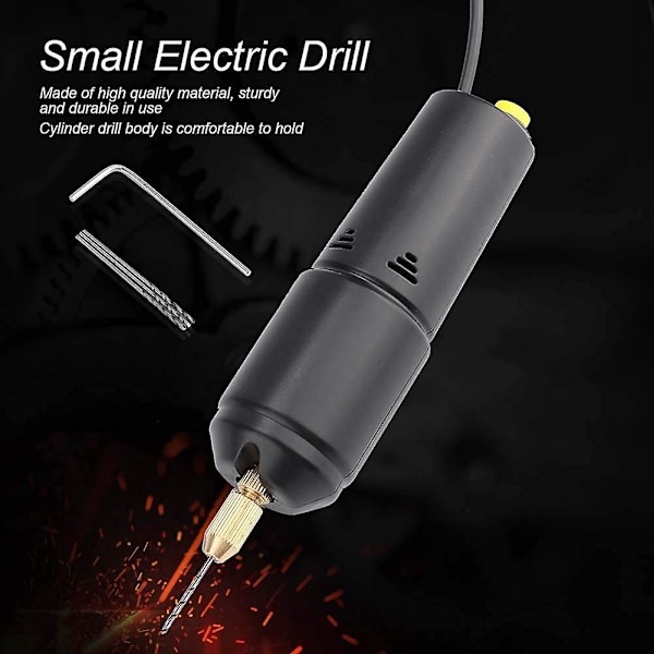 Mini Liten Elektrisk Borrmaskin Portabel Handhållen Micro Usb Borr (1st, Svart)