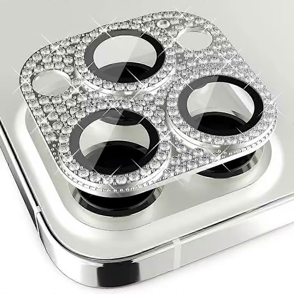 iPhone 14 Pro Max/14 Pro -kameran linssinsuojus karkaistua lasia metallikehyksellä ja strasseilla Multicolor Black
