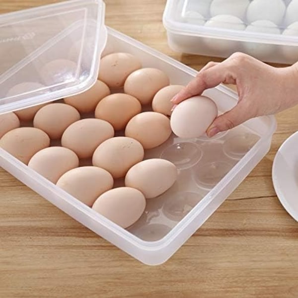 2 pakke overdækkede ægholdere til køleskab, 2X24 Deviled Egg Tray Opbevaringsboksdispenser, stabelbare plastæggekartoner, Æggeholder