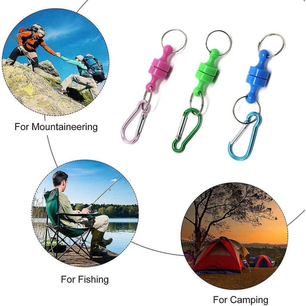 Flugfiske Magnetisk nätfrigöringsklämma, Magnetisk plastkarbinhake, Magnetisk enkel nyckelringshake, för att fästa på bältesväska nyckelring eller fisketillbehör