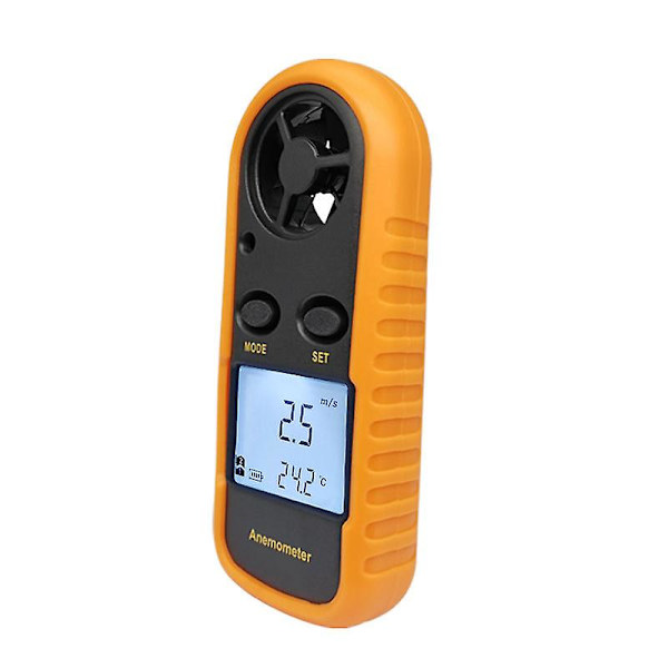 Digitalt Anemometer Håndholdt LCD Vindhastighedsmåler og Temperatur med Baggrundsbelysning til Sejlads Surfing Gliding Ventilatorfremstilling (1 stk, Orange)