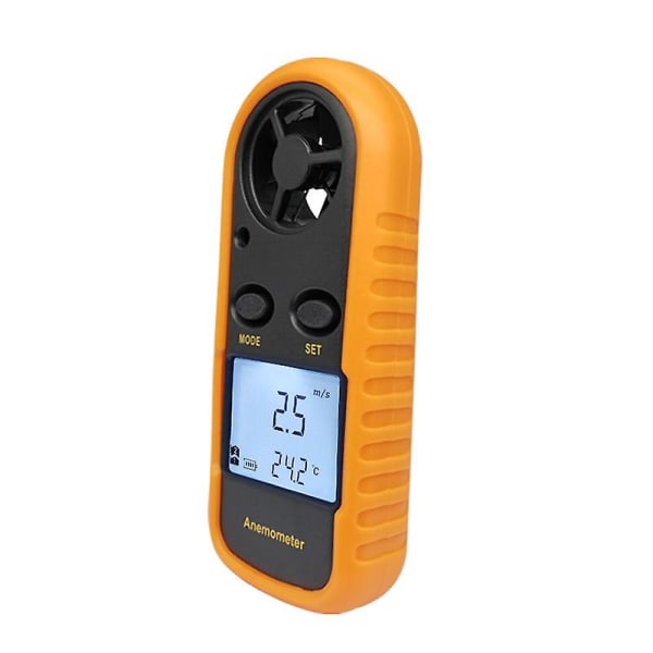 Digitalt anemometer, håndholdt LCD vindmåler og temperaturmåler med bakgrunnsbelysning for seiling, surfing, gliding, vifteproduksjon (1 stk, oransje)