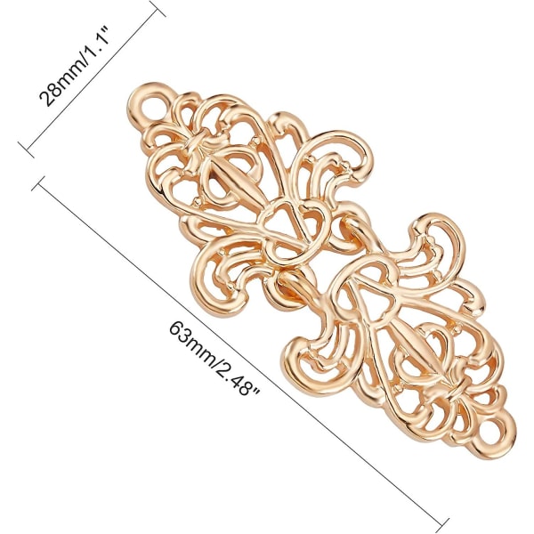 6 Paria Filigraanisia Trivet-Kiinnityksiä Ommeltavaksi Kapeaan Viittaan, 63 X 28mm Koukku Ja Silmä Neuletakki-Solki Narulle, Puserolle - Vaalea Kulta, Antikki Hopea, Antikki