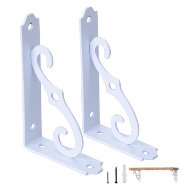 Dekorativa Hyllfästen, 5 Tums Väggmonterade Flytande Hyllfästen för DIY Öppna Hyllor, 2-pack L-formade Tunga Vita