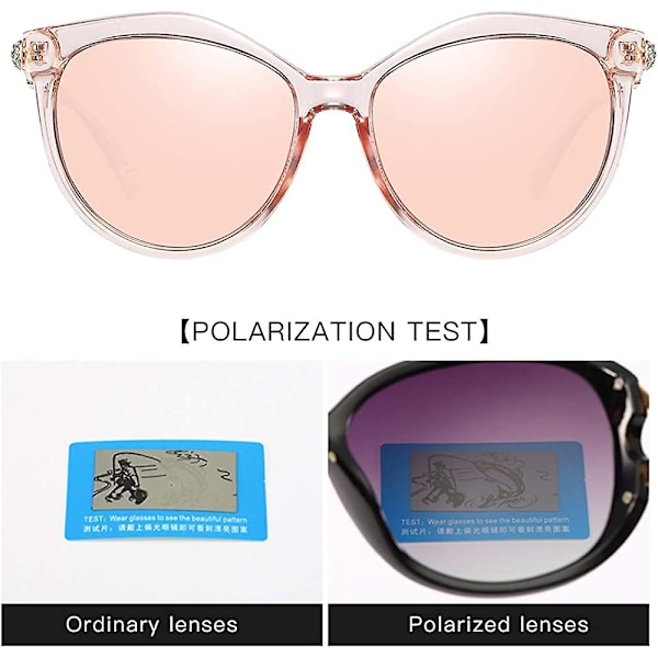 Solglasögon för kvinnor, polariserade, UV-skydd, transparent ram, rosa ram, rosa linser Transparent Pink Frame Pink Le