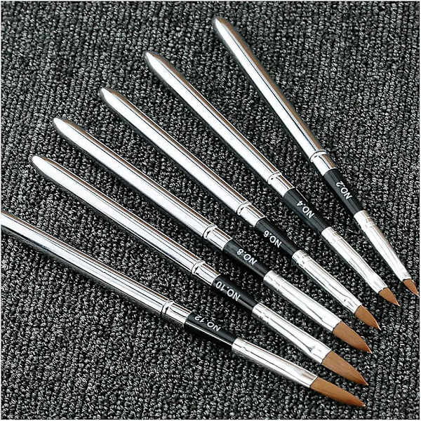 Professionell Akryl Nagelkonst Pensel Ritpenna Avtagbart Lock Set (2 Set Om 12st, Silver)