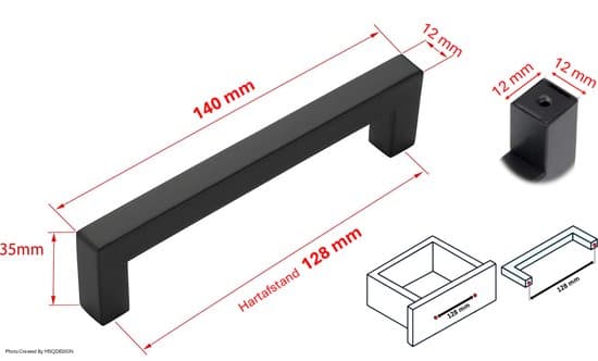 Sorte skabsgreb 128 mm rustfrit stål firkantede stanggreb 10-pak med skruer til køkkenskabs- og skuffelåger mat sort