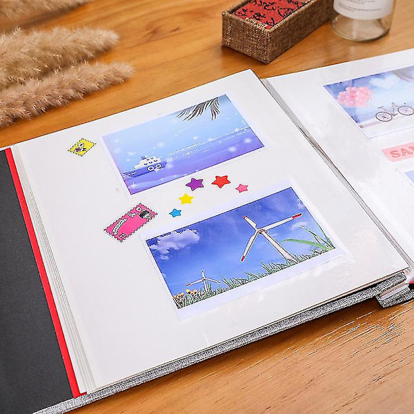 Stort Fotoalbum Selvklæbende Til Billeder Magnetisk Scrapbog Album DIY 40 Blanke Sider Sort Black