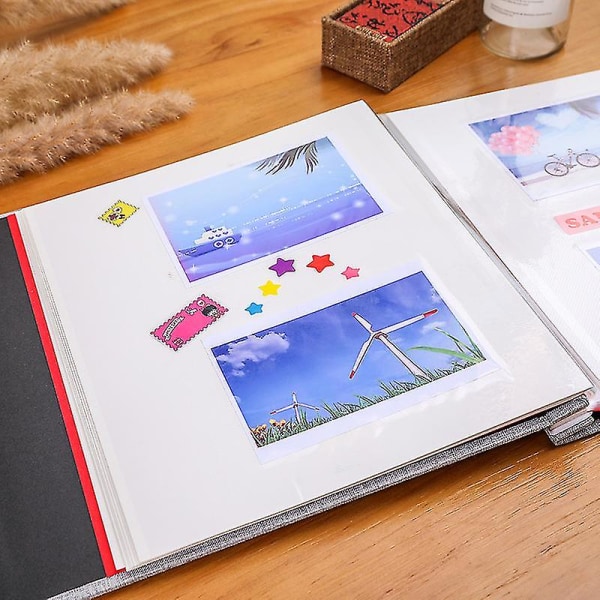 Stort Fotoalbum Självhäftande För Bilder Magnetiskt Scrapbook Album DIY 40 Tomma Sidor Grå Grey