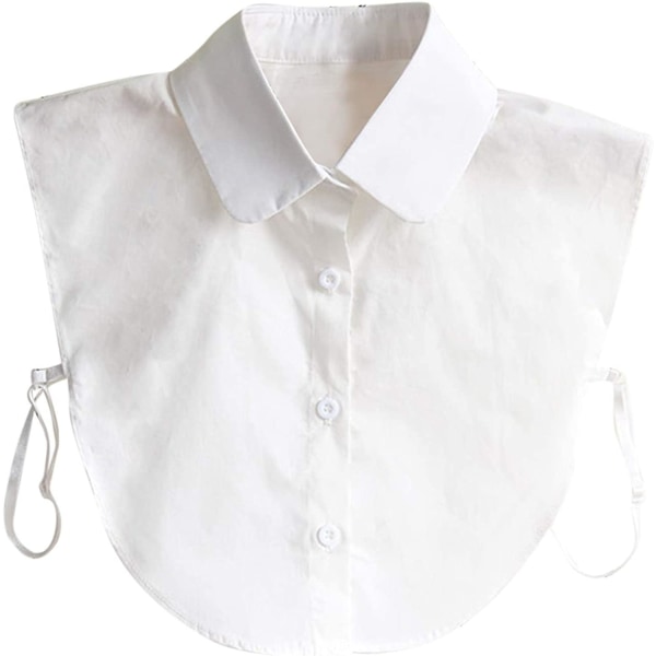 Kvinnors Krage Retro Elegant Avtagbar Halvskjorta Toppar Bomulls Krage Vit Kvinna Topp Krage