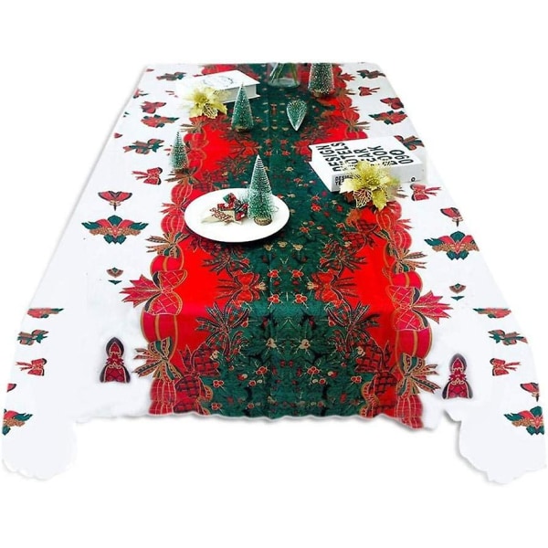 Rektangulär Julduk Polyester 150 * 180cm Julgran Mönster För Julbord Dekoration (a) (a)