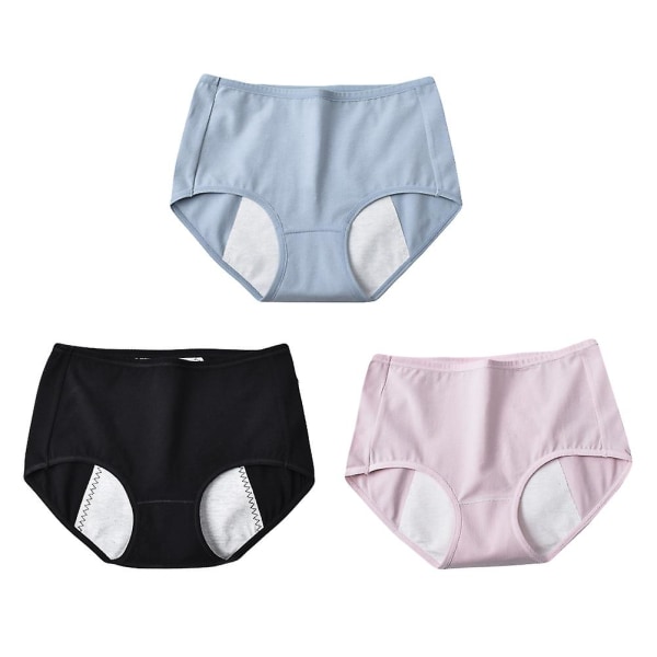 3 stk. Kvinders Bomuldsmenstruationsunderbukser Åndbare Menstruationstrusser XL XL