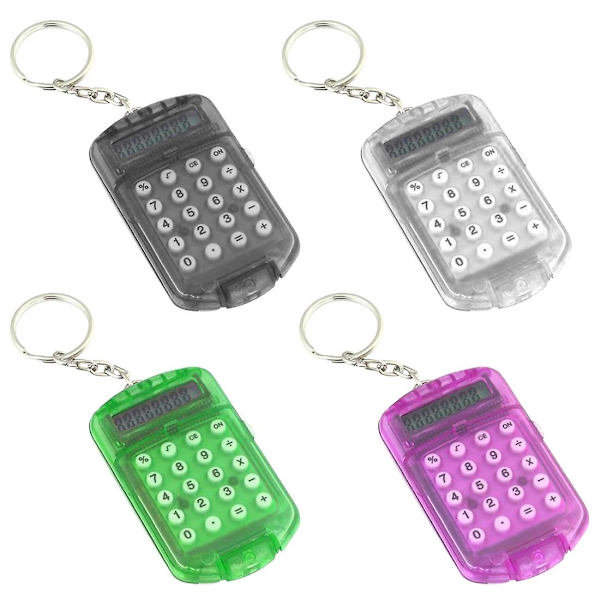 Mini-laskinketjun avaimenperä Luova avaimenperän muotoilu Laskinketjun taskulaskin Avaimenperän riipus Pieni kannettava laskinketju Lapsille Opiskelijoille Lapsille (3 kpl, Valkoinen)