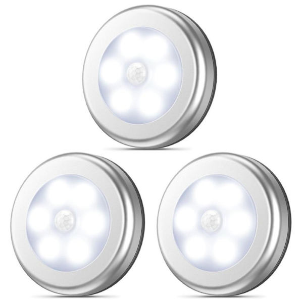 LED-skaplys med bevegelsessensor, dimmbare under-skaplys med magnetfeste for soverom og kjøkken (3-pakning)