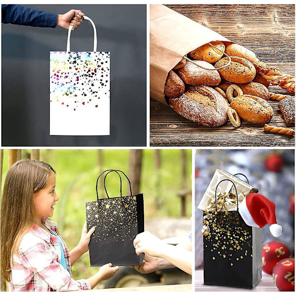 Kraftpapir Gaveposer, 25 Varmestemplede Kraftpapir Gaveposer, Guld Hjertemønster, Bryllup Kraftpapirposer Til Jul, Fødselsdag, Bryllup, Fest (15*