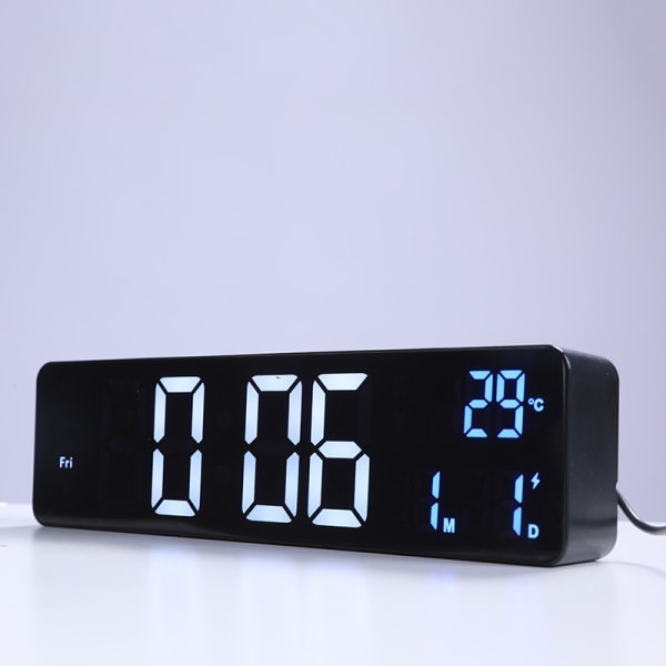 RYI)Svart Digital Väckarklocka, Väggklocka Morgonväckarklocka LED Di