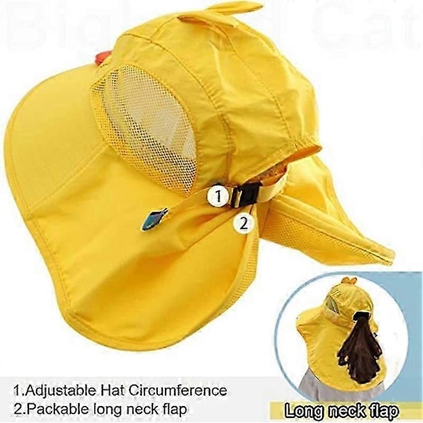 RYI) Söt solhatt för barn, justerbar, ventilerande bucket hat UPF 50+ solskyddskeps, rosa