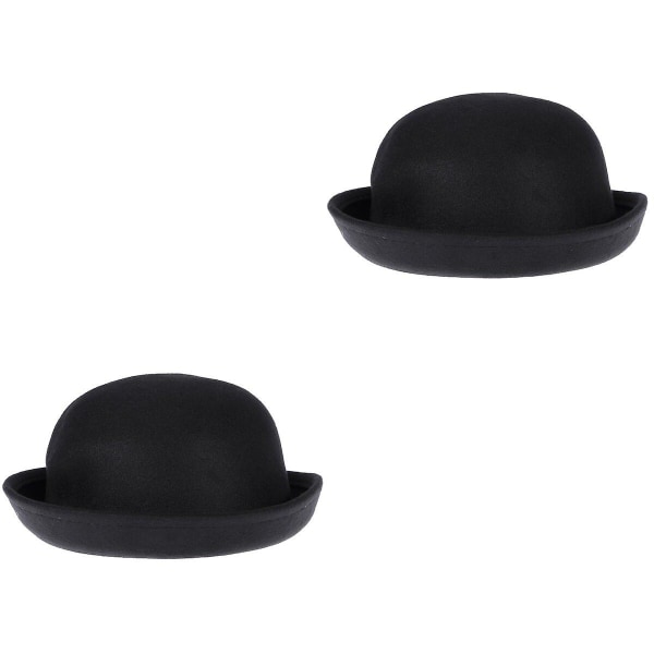 3-pack Dam & Flickor Rullbar Brätte Ull Dome Hat Bowler (Svart) 2-pack 2pcs