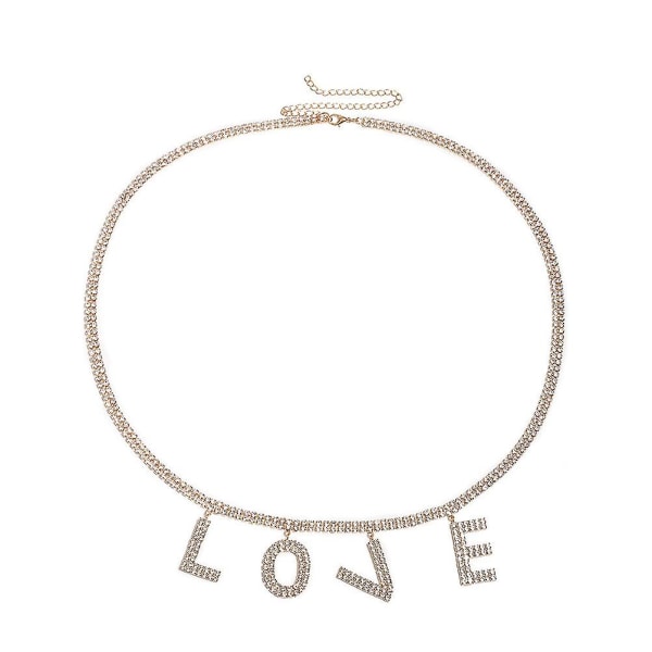 Love Letter Design Women Waist Chain Copper Body Chain Sexy Rhinestone-inlaid Waist Chain For Dress