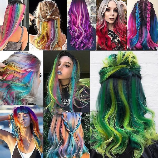 2 stk. Clip-on Rett Hårforlengelse Dame Fargegradient Farge Hengende Ørefarge Ett-stykke Highlight Farget Høy 5