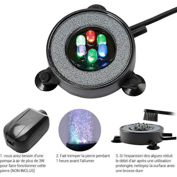 Nedsænkbar Akvarium Boblelampe, Automatisk Farveskiftende Luftboblelys, 6 LED Belysningsdekoration Farverigt Lys Med Luftboble (5,5 cm, 1,2 W)