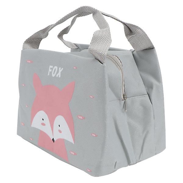 1 kpl Piirretty Lounaskassi Oppilaalle Käsikäyttöinen Piknik-Kassi Oxford-Kangas Bento-Käsilaukku Harmaa 21X17CM Grey 21X17CM