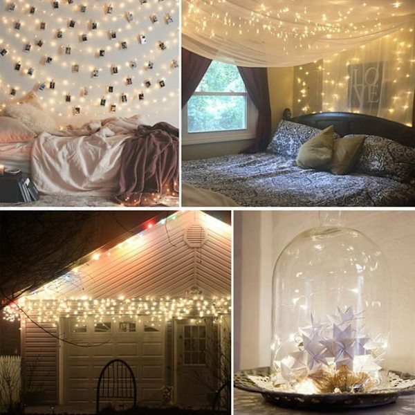 Hjemmestrømslys 100LEDs 33ft Patiolys Vanntette Juledekorative Stjernelys, for Innendørs Utendørs Patio Bryllup Fest