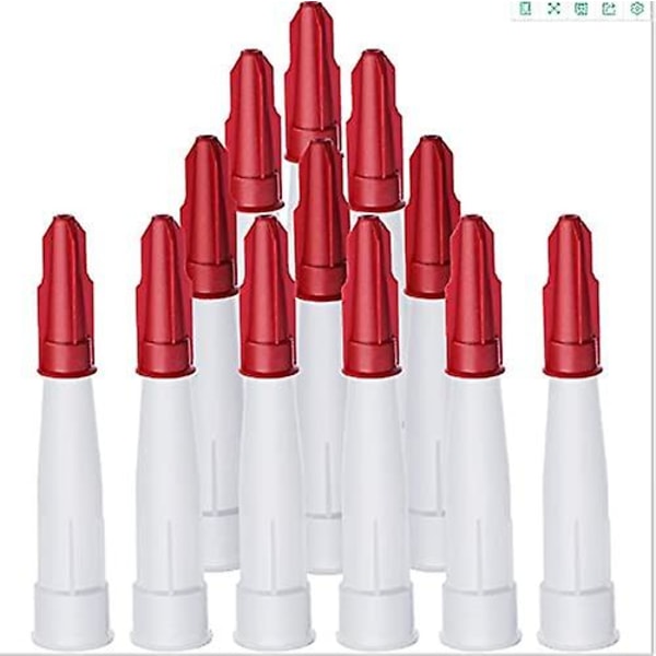 24-pack tätningstips - innehåller 12 vita munstycken och 12 röda tätningslock - Återförslutningsbara tätningspatroner