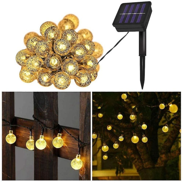 Warm White Waterproof Bubble Ball 8 Function Led Solar String Light