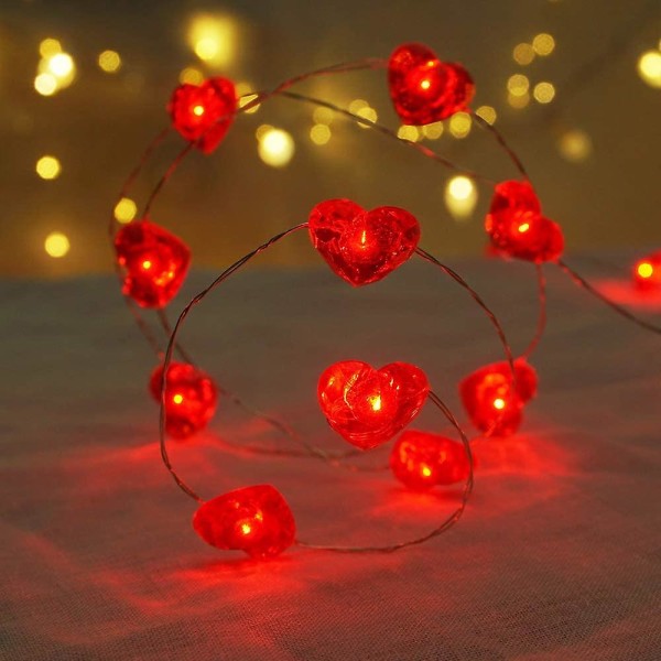 Fairy String Lights 10 Ft 30 LED Röda Hjärtformade Blinkande Fairy Lights Batteridrivna För Barnsovrum Bröllop Inomhusfest Alla hjärtans dag Mo