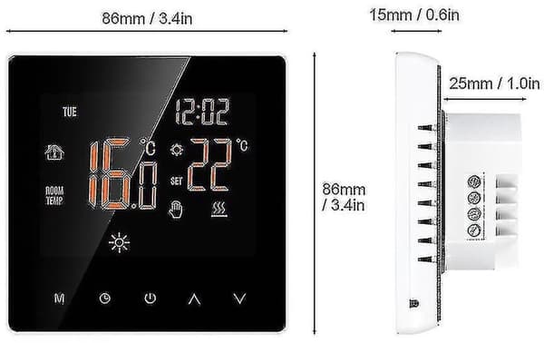 Smart termostat med LCD-touchskærm, app-styring, programmerbar digital temperaturregulator med børnesikring til hjemmeopvarmning