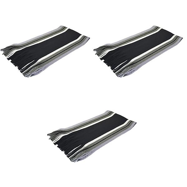 3-pack Män Cashmere-liknande Randig Halsduk Mode Vinter Varm Stickad Sjal Halsduk Halsvärmare Wrap 3pcs