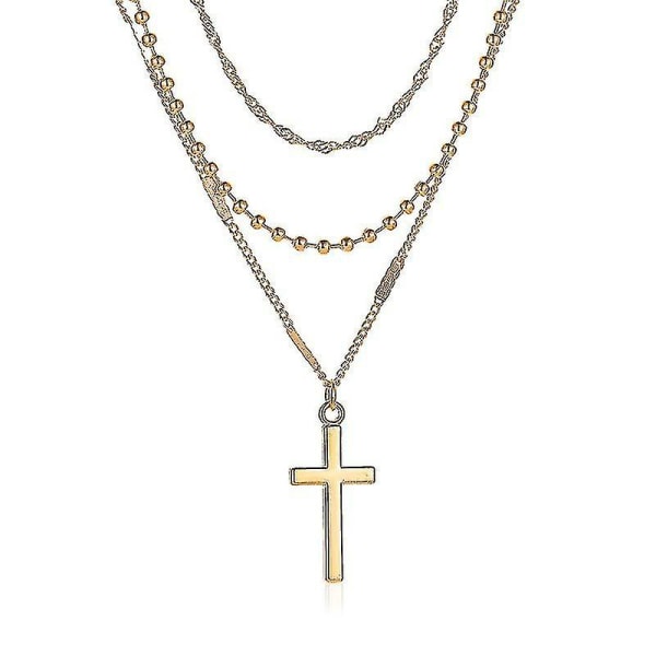 Cross Halsband Legering Layered Rope Chain Cross PendantGold Gold