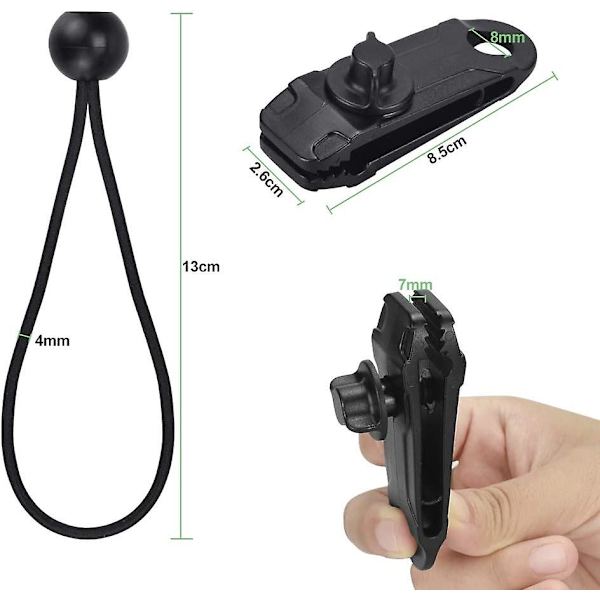 10 st Nylon Spännband med 10 st ABS Tältklämmor, Tunga Presenningspännare, Poolpresenningspännare med Stark Elasticitet, Kulspännare för Paviljong