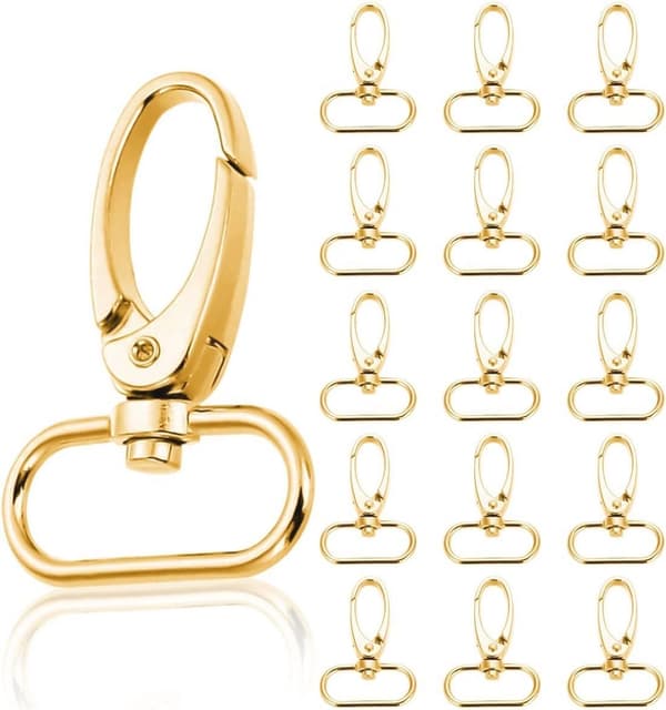 Guldfärgade vridbara snäpphakar med D-ringar, 30-pack hummerlås för nyckelringar, nyckelband, väskor och DIY-pyssel, 40 mm