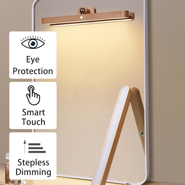 LED Træ 360° Roterbar Magnetisk Forfængelighedslys Batteridrevet USB Genopladelig Justerbar Makeup Spejl Lysbjælke til Soveværelse