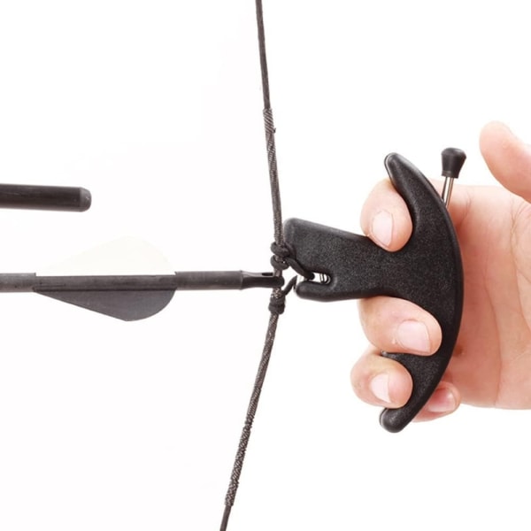 Tumgrepp för bågskytte, 3-fingers tummeutlösare med kalipergrepp för sammansatt båge, utbytbart utlösargrepp för båge med kalipergrepp, svart