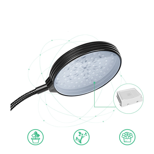 LED-kasvilamppu USB-liitäntälevyllä, 3 himmennysastetta, ajastin, vedenkestävä kasvilamppu