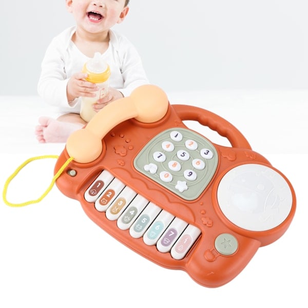 Telefonleksaker 10 inlärningsfunktioner Interaktiva spel Färgglatt ljus Barnmusik inlärningsleksaker Orange