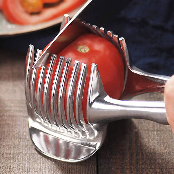 Leikkuripihdit Tomatinleikkaaja Avustaja Pitkällä Kahvalla Hedelmäpidike Tasaisesti Pyöreä Alumiiniseos Helppo Viipalointi Kiivin Vihannekset Työkalut Keittiö C