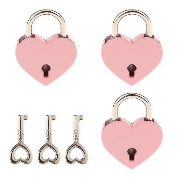 Litet metall hjärtformat hänglås, minilås med nyckel för smycken