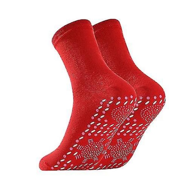 Värmesockor, 2 par självvärmande sockor, Vinter Termiska Turmalin Magnetiska Sockor För Skidåkning Röd Red