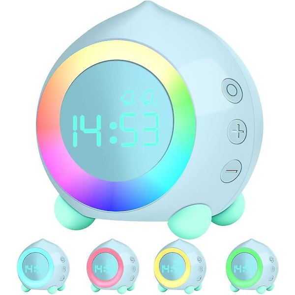 Lyserød Alarmur til Børn Digital LED Natlampe Smart USB Musik Kalender Barn Pige Dreng Baby Gave Udvikle Søvn Blå Alarmur