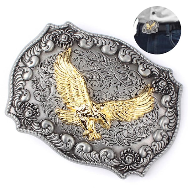1 stk Guld Bæltespænde, Bæltespænder til Mænd Kvinder Metal Bælte Headeagle eagle