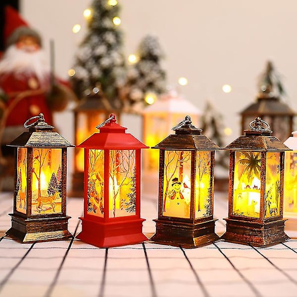 Julepynt Lys Vintage Julelys Med LED Julemand Elg Snemand Julemand Santa Claus