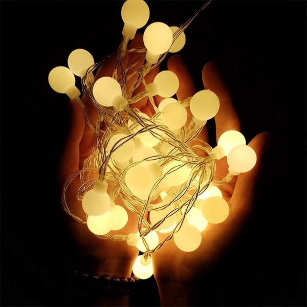 40 LED Globe Fairy String Lights Vandtæt USB Opladning til Udendørs, Indendørs, Haver (Varmt Gult)